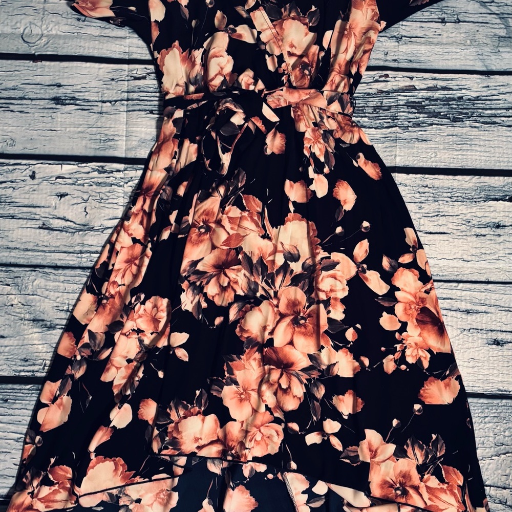 Floral Black and Pink Women's Dress